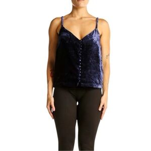 Madewell Velvet Button Down Cami in Blue Night size 10 Camisole Top NWT Navy